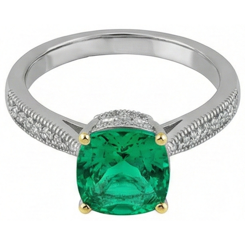 Luxuriöser Smaragd Schmuckstein-Ring 1 Karat – Schrägansicht