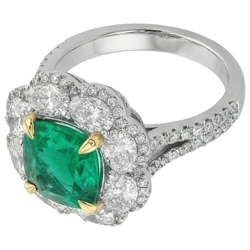 Glänzender Schmuckstein-Ring 2 Karat – Schrägansicht