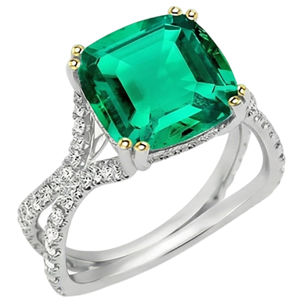 Luxuriöser Smaragd Edelstein-Ring 3,50 Karat – Schrägansicht