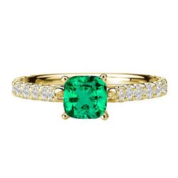 3 Karat Smaragd Farbstein-Ring in 14 Karat Gelbgold