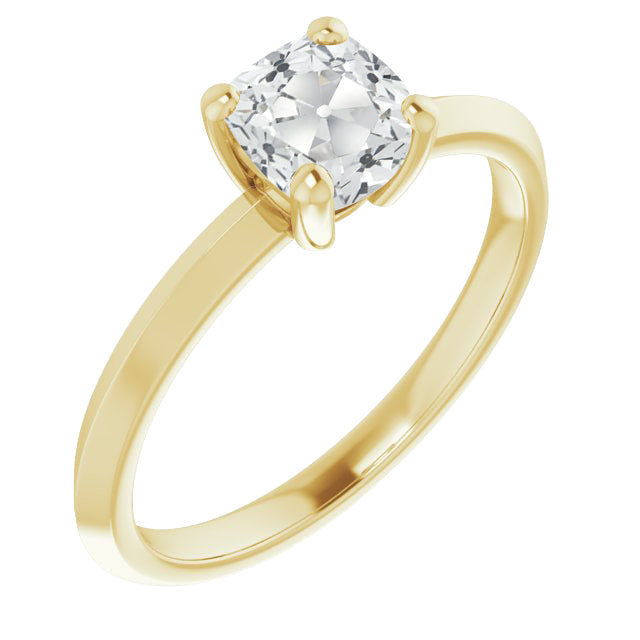 Diamant Cushion Solitär-Verlobungsring in 14 Karat Gelbgold – Hauptansicht
