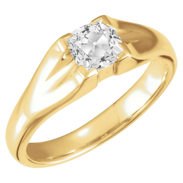 Edler Diamant Kissen-Schliff Einzelstein-Ring in 14K Gelbgold – Hauptansicht