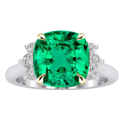 GIA-Geprüft Edelstein-Ring – Smaragd 4 Karat Zweifarbiges 14K