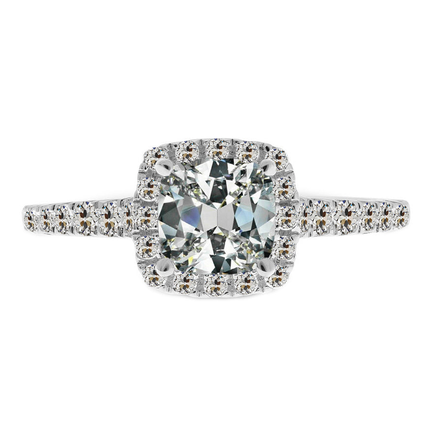 Brillant Cushion Halo-Ring in 14 Karat Weißgold – Hauptansicht