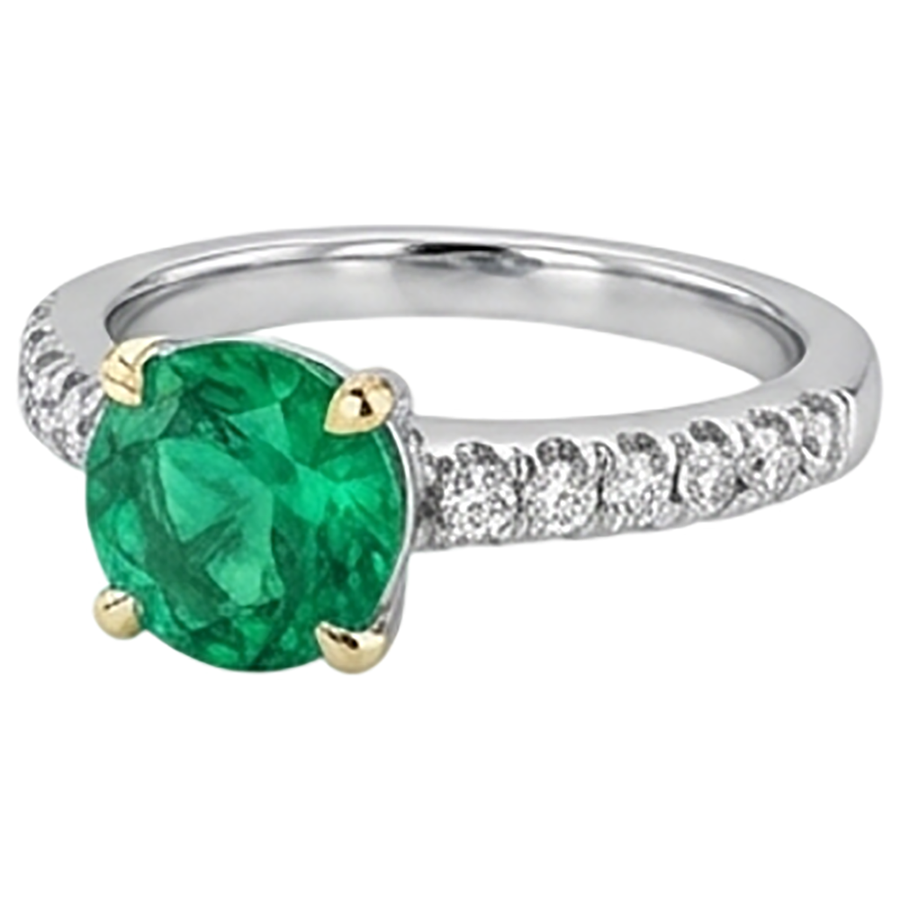 Smaragd Edelstein-Ring 1,50-Karat Bicolor 14K Gold – Profilansicht