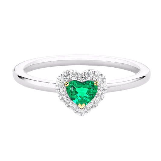 Herzform Kolumbianischer Smaragd Ring in Zweifarbiges 14K Gold – Hauptansicht