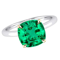 GIA-Geprüft Smaragd Edelstein-Ring 5 Karat – Bicolor 14K Gold