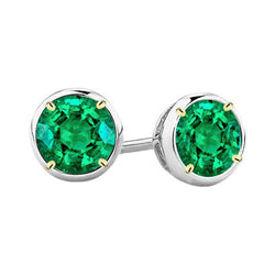 Smaragd Gemstone Earring 1,50 Karat F/VS1 – Zweifarbiges 14K Gold
