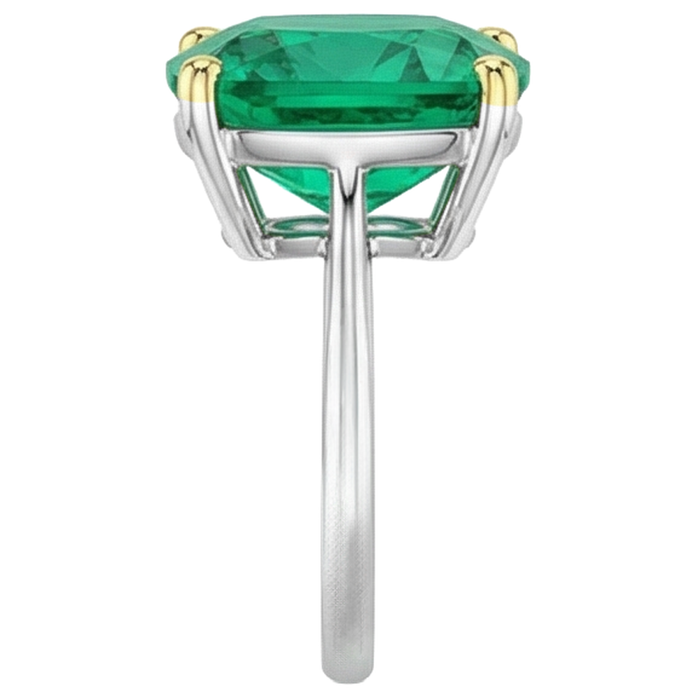 Farbstein-Ring Zweifarbiges 14K Gold mit Smaragd – Profilansicht