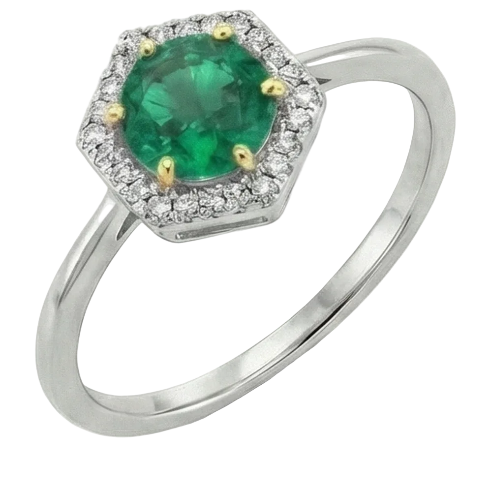 Designer Edler Smaragd Farbstein-Ring 2 Karat – Schrägansicht