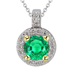 Edler Pavé Smaragd Stein-Halskette – 3 Karat Bicolor 14K Gold