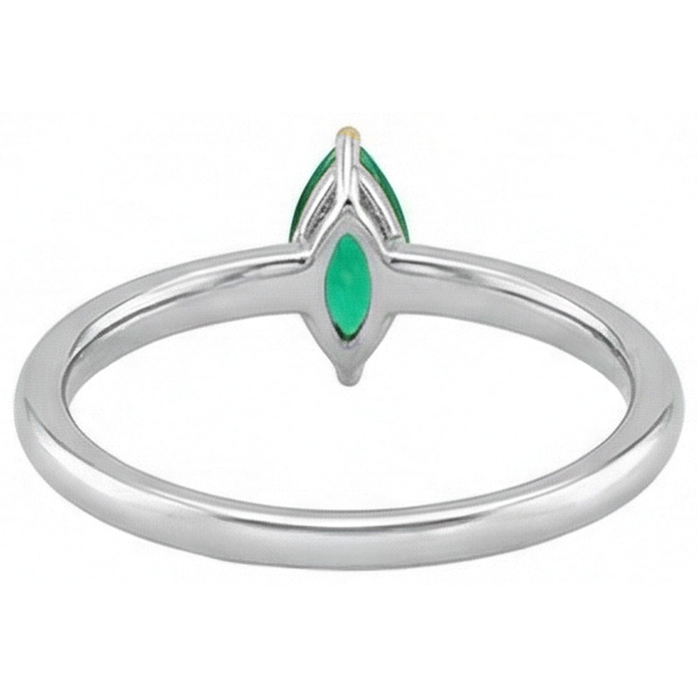 Marquise Kolumbianischer Smaragd Ring in Zweifarbiges 14K Gold – Draufsicht