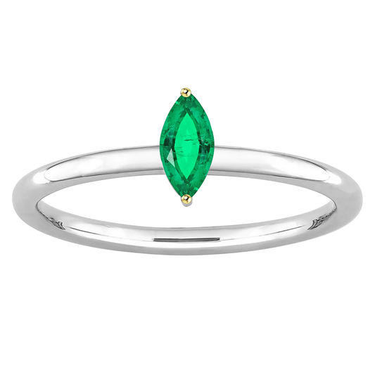 Naturreiner Kolumbianischer Smaragd Farbstein-Ring 0,50 Karat Zweifarbiges 14K Gold – Hauptansicht