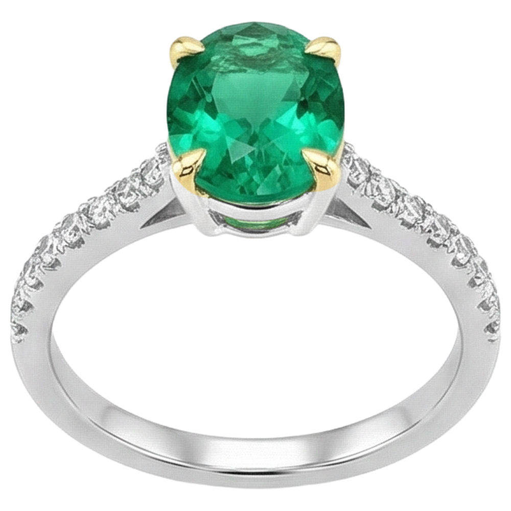 Zeitloser Smaragd Schmuckstein-Ring 1,50 Karat – Schrägansicht