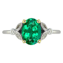 Premium Vintage Edler Smaragd Schmuckstein-Ring – 2 Karat 14