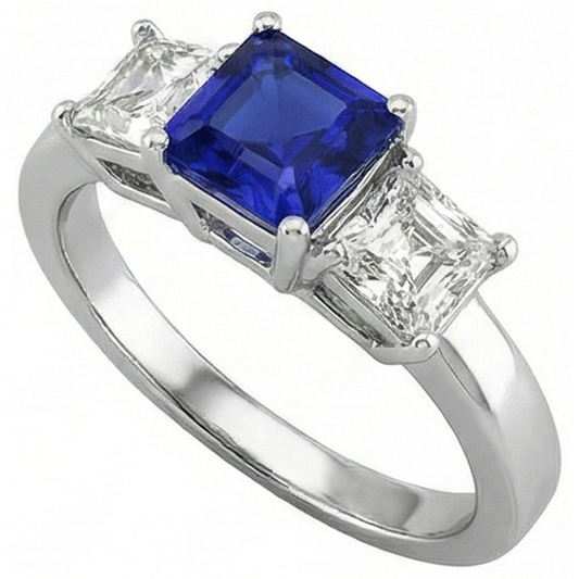 echter asscher diamant 2Karat ring Vorderansicht