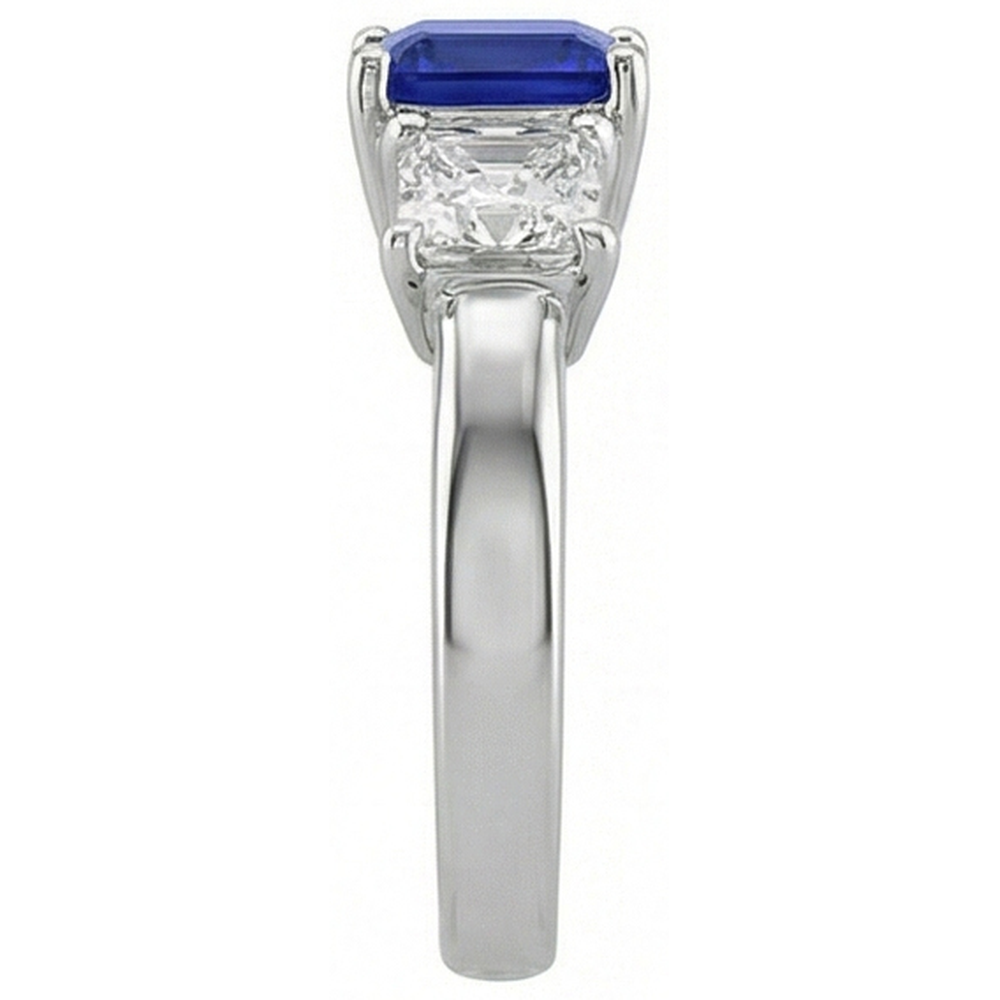 Damen Asscher Diamantring Ceylon Saphir 3 Stein Schmuck 2 Karat
