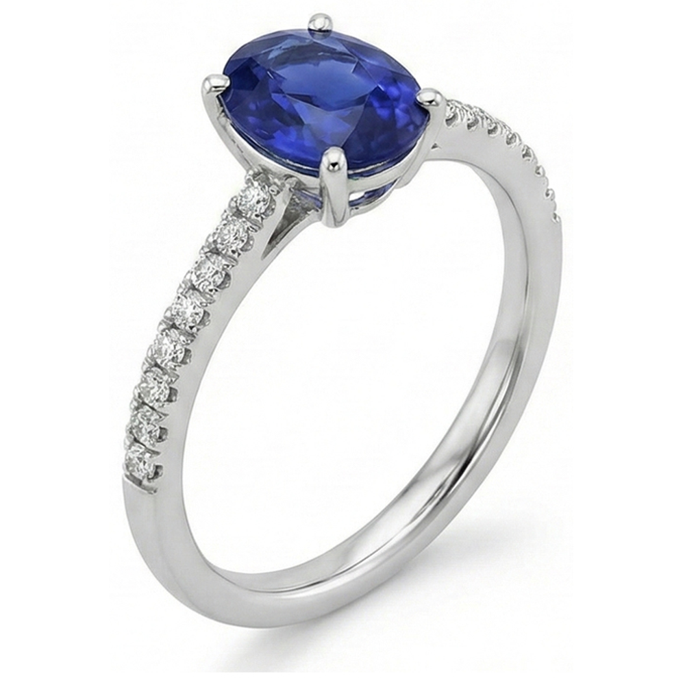 echter oval diamant 4.50Karat ring Profilansicht