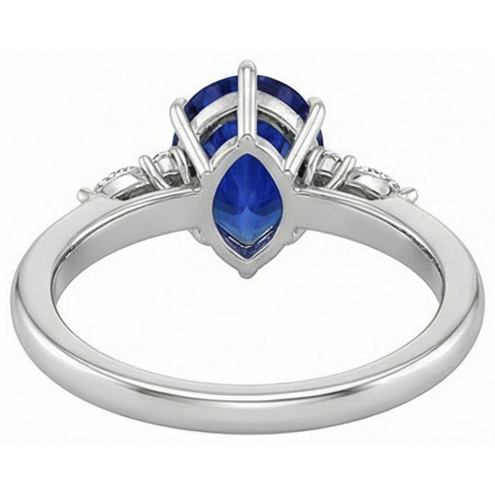 Damen Diamant Jubiläumsring Birnenschliff Blauer Saphir Zentrum 5 Karat