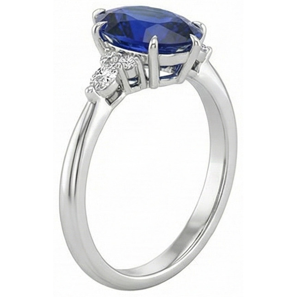 Damen Diamant Jubiläumsring Birnenschliff Blauer Saphir Zentrum 5 Karat