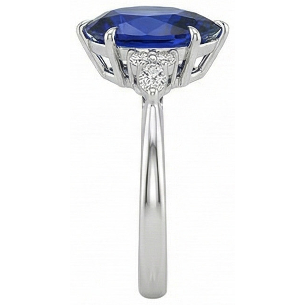 Damen Diamant Jubiläumsring Birnenschliff Blauer Saphir Zentrum 5 Karat