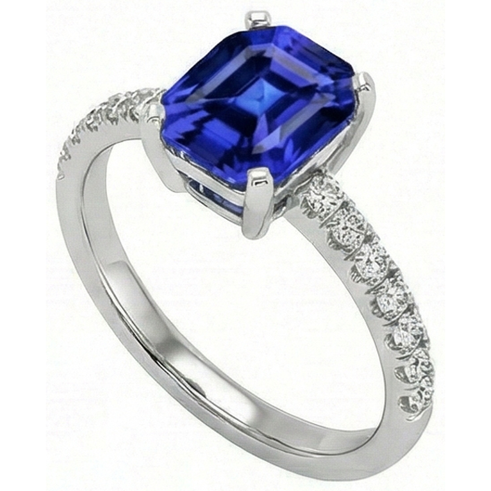 echter asscher diamant 9.25Karat ring Vorderansicht