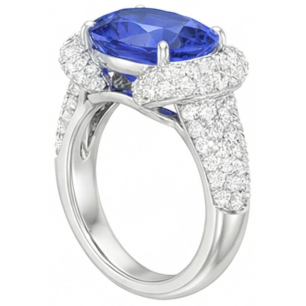 echter oval diamant 4Karat ring Draufsicht