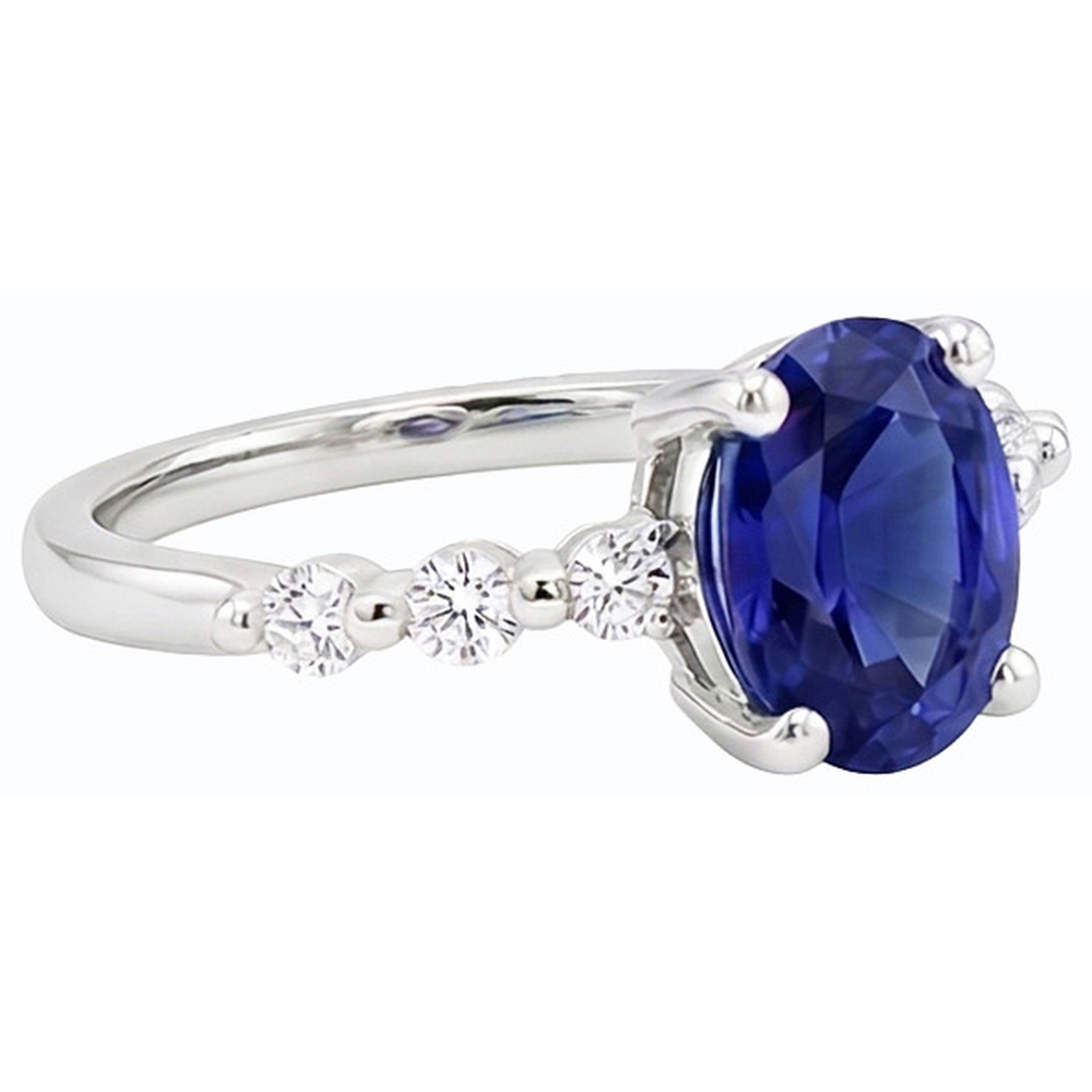 echter oval diamant 4Karat ring Profilansicht