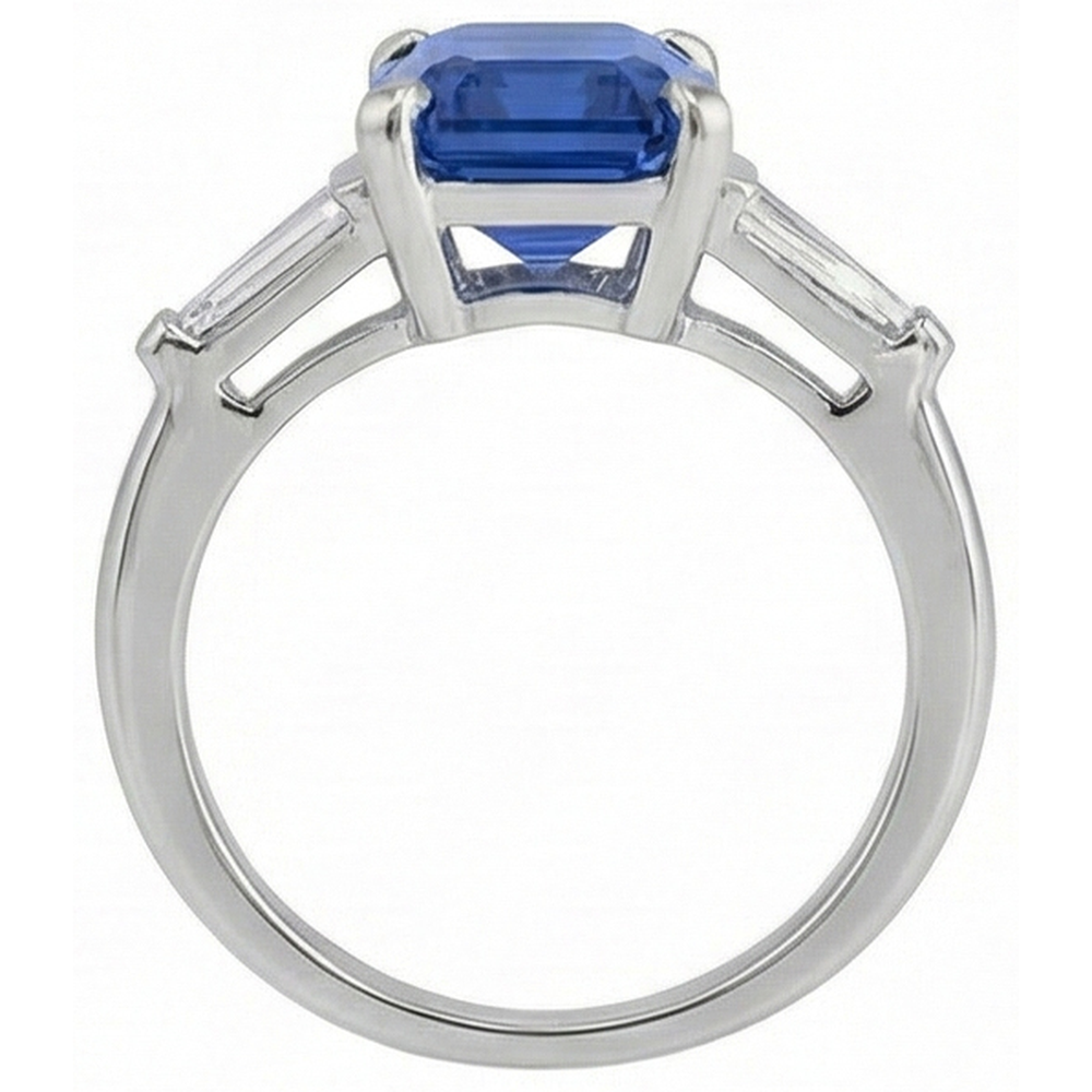 echter baguette diamant 3.50Karat ring Profilansicht