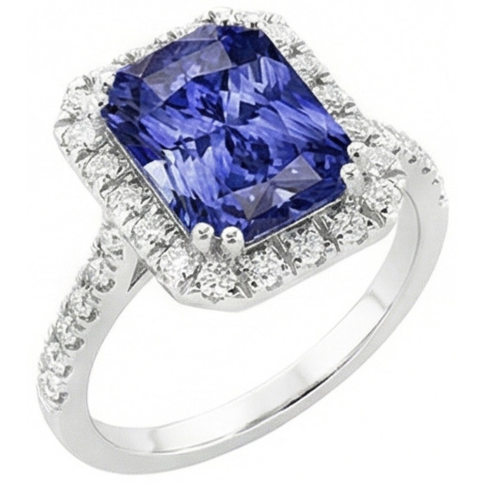 echter radiant diamant 3.50Karat ring Vorderansicht