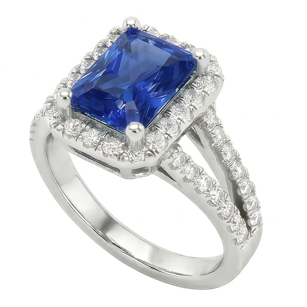 echter radiant diamant 3.50Karat ring Draufsicht