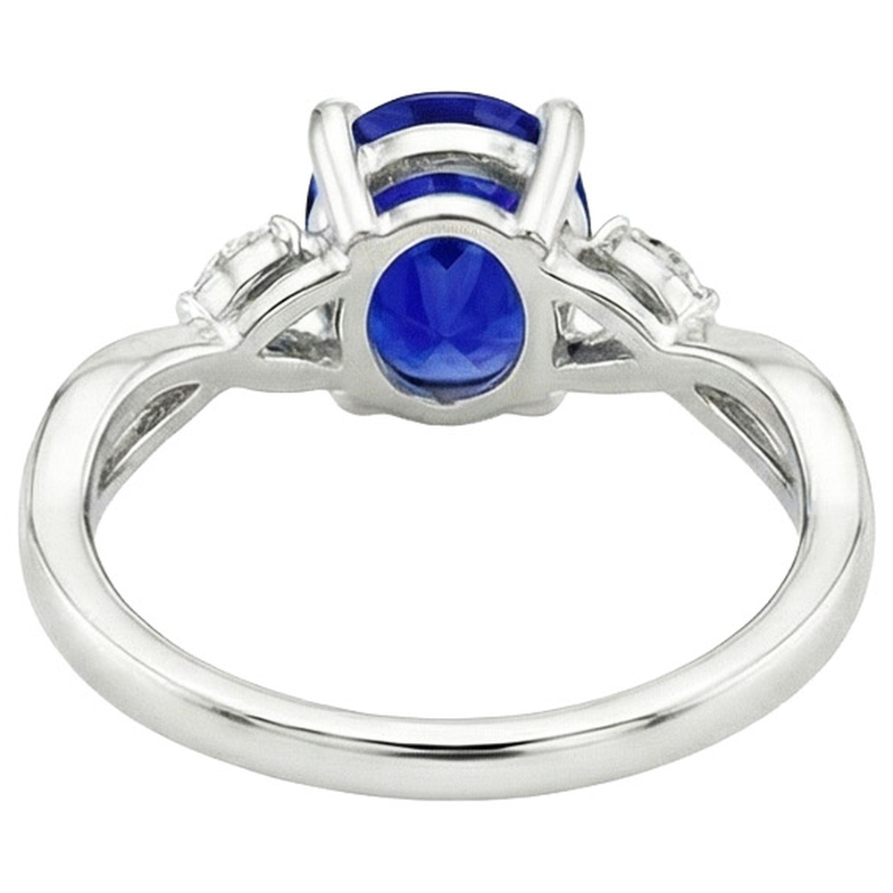 Damen Jubiläumsring Oval Blauer Saphir & Marquise Diamant 6 Karat