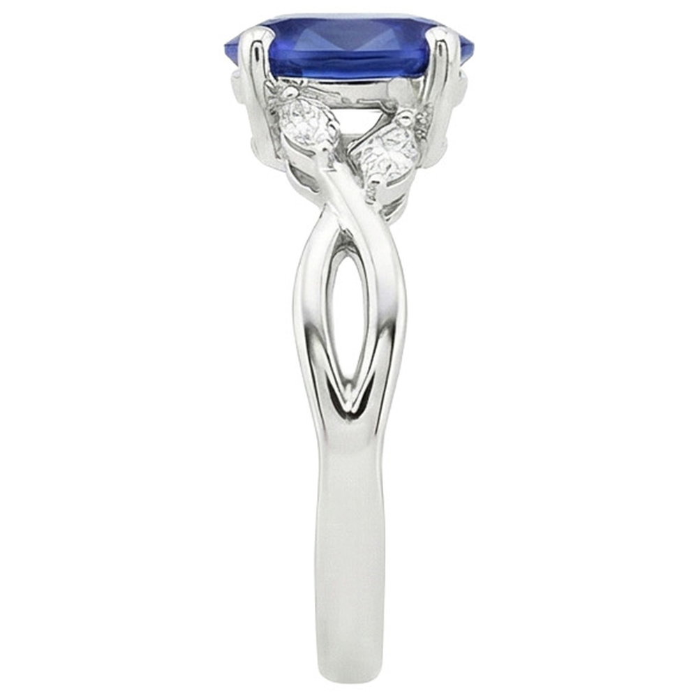 Damen Jubiläumsring Oval Blauer Saphir & Marquise Diamant 6 Karat