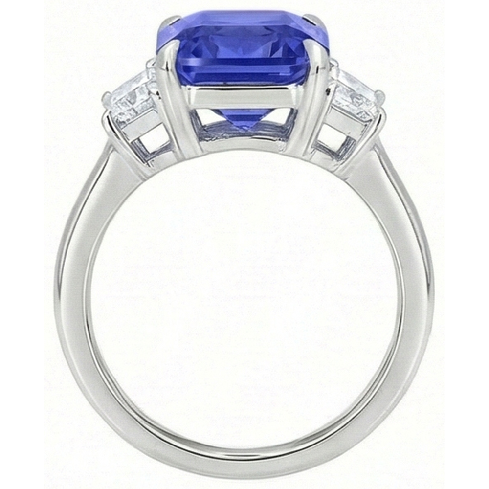 Damen Jubiläumsring Smaragd Natürlicher Diamant ( nicht im Labor gezüchtet )en Gold Blauer Saphir 5.50 Karat