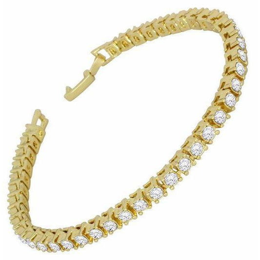 Damen-Natürliche Diamant-Tennisarmband Aus 14 Karat Gelbgold 8,10 Karat Edelschmuck