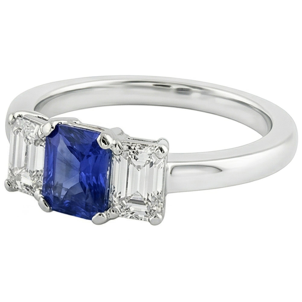 echter radiant diamant 1.50Karat ring Profilansicht