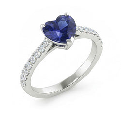 Damen Natürlicher Diamant ( nicht im Labor gezüchtet ) Schmuck Gold Saphir Ring Kathedrale Fassung 2,50 Karat