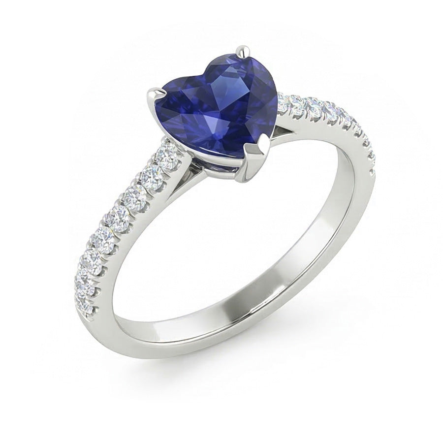 Damen Natürlicher Diamant ( nicht im Labor gezüchtet ) Schmuck Gold Saphir Ring Kathedrale Fassung 2,50 Karat
