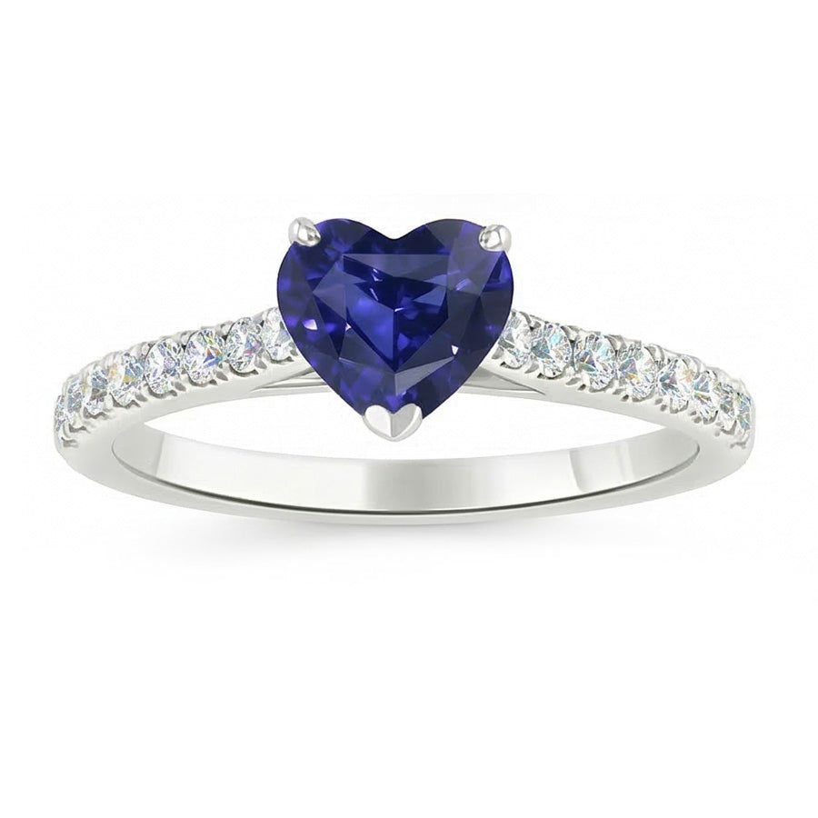 Damen Natürlicher Diamant ( nicht im Labor gezüchtet ) Schmuck Gold Saphir Ring Kathedrale Fassung 2,50 Karat
