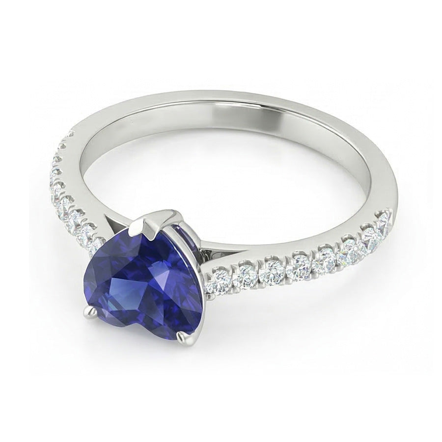 Damen Natürlicher Diamant ( nicht im Labor gezüchtet ) Schmuck Gold Saphir Ring Kathedrale Fassung 2,50 Karat