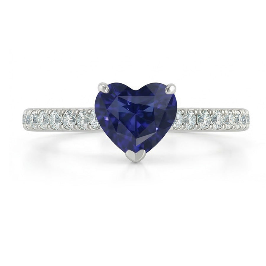Damen Natürlicher Diamant ( nicht im Labor gezüchtet ) Schmuck Gold Saphir Ring Kathedrale Fassung 2,50 Karat