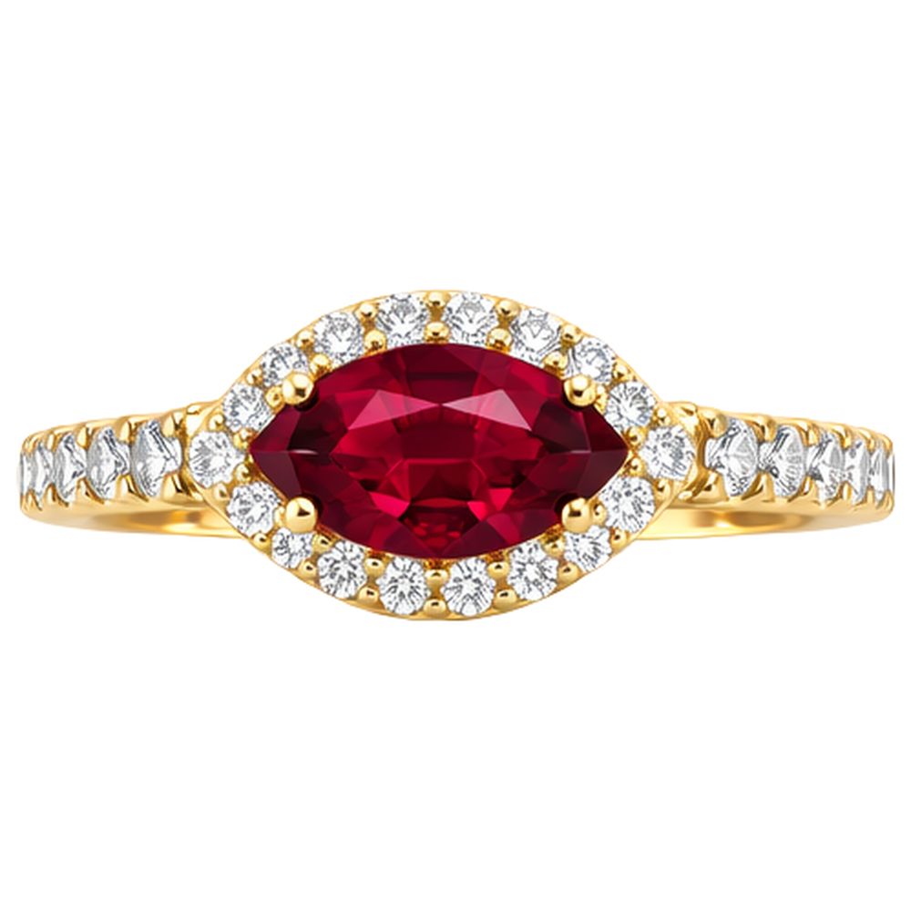 echter marquise rubin 3.50Karat ring Vorderansicht