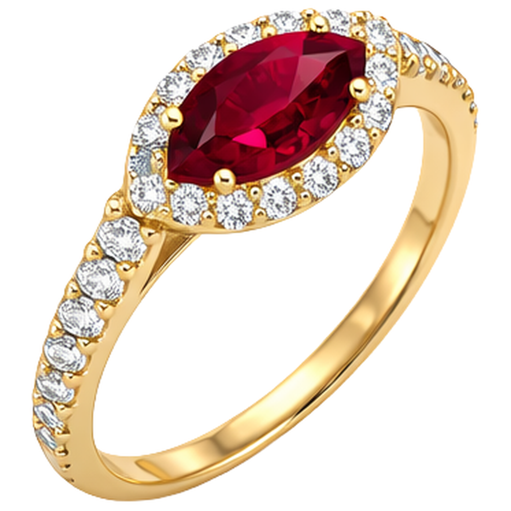 echter marquise rubin 3.50Karat ring Seitenansicht