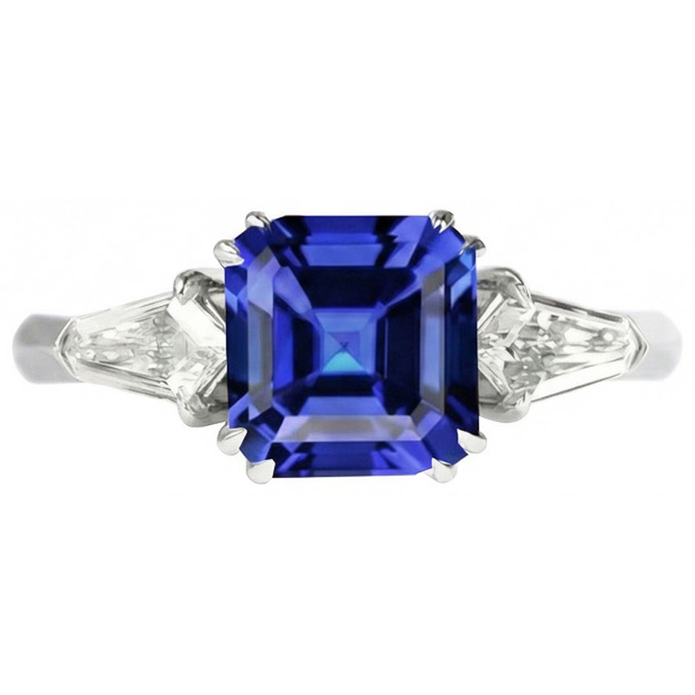 echter asscher diamant 2.50Karat ring Seitenansicht
