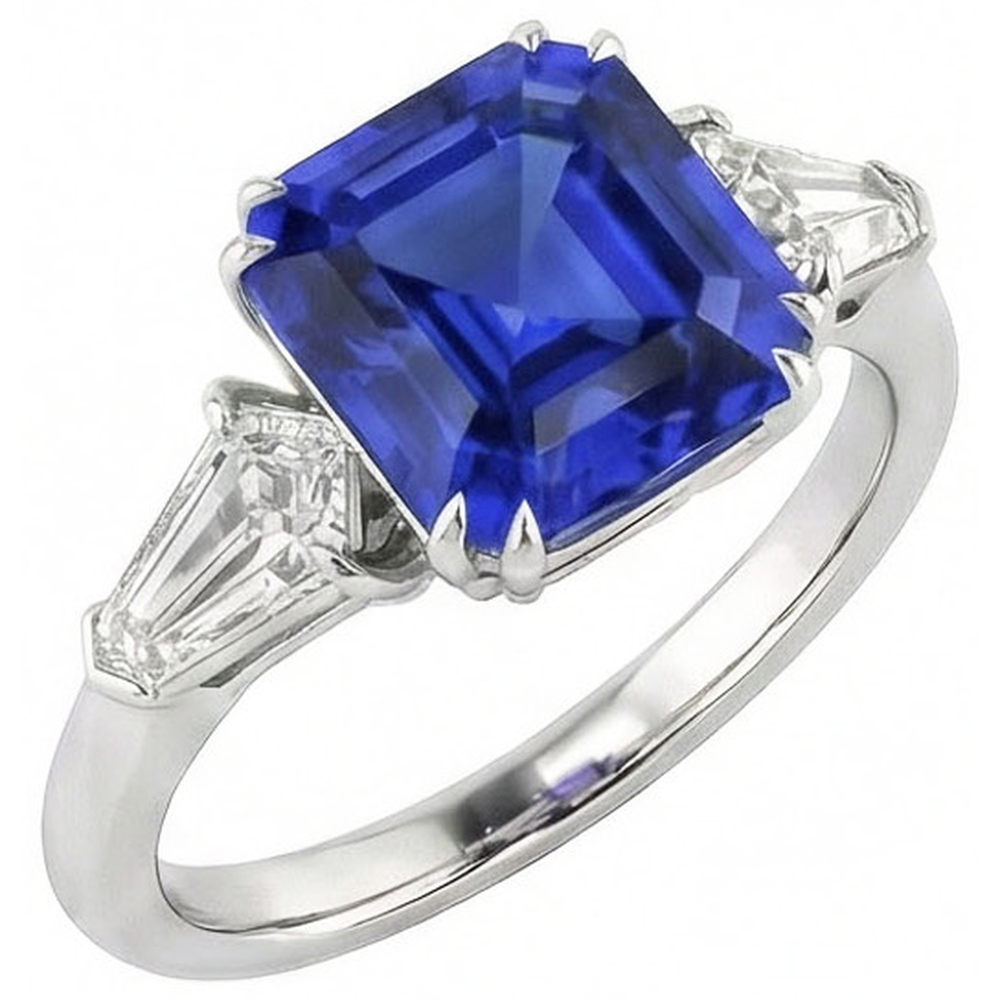 echter asscher diamant 2.50Karat ring Detailansicht
