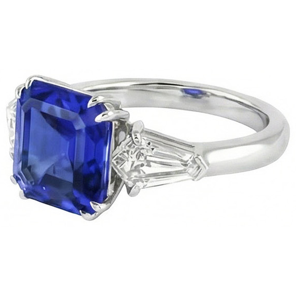 echter asscher diamant 2.50Karat ring Draufsicht