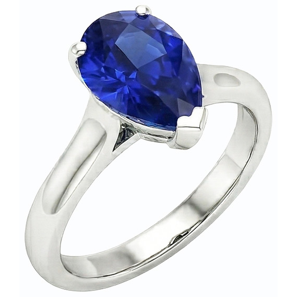 Damen Schmuck Solitaire Birnenschliff Ceylon Saphir Ring 2 Karat