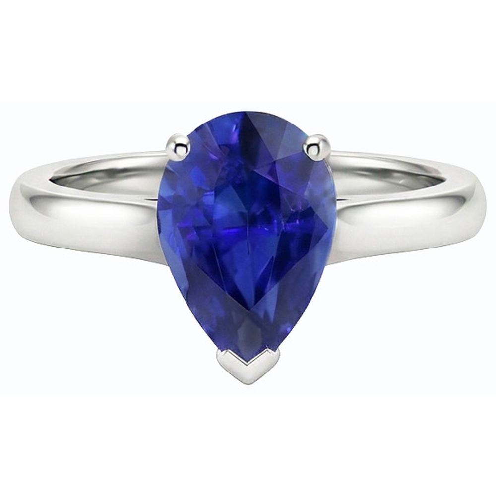 Damen Schmuck Solitaire Birnenschliff Ceylon Saphir Ring 2 Karat