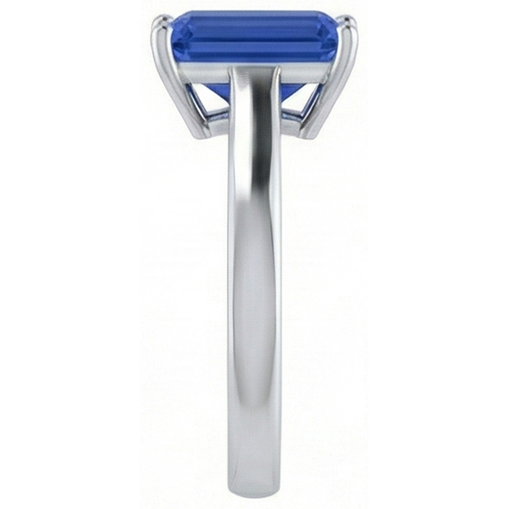 Damen Solitaire Ring Smaragdblauer Saphir 2 Karat 14K Weißgold