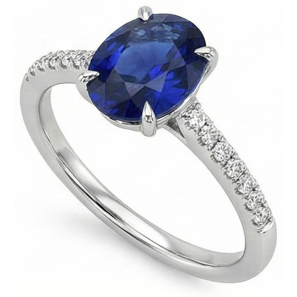 echter oval diamant 3.50Karat ring Seitenansicht